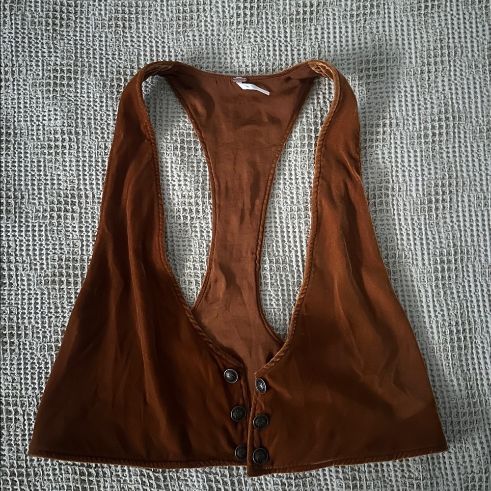 Free people brown button up crop vest